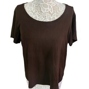 Chicos Brown Classic Soft Tee With a Rounded Neck- Size 3